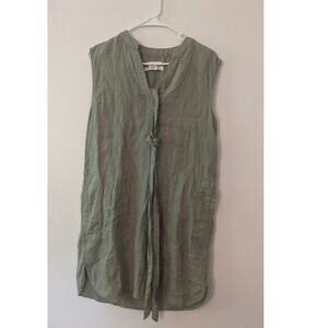 C&C California Light Olive Green Linen Shirt Dress, Small